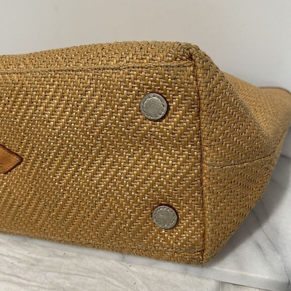MZ WALLACE raffia Tote Bag metallic leather trim large - Picture 6 of 13